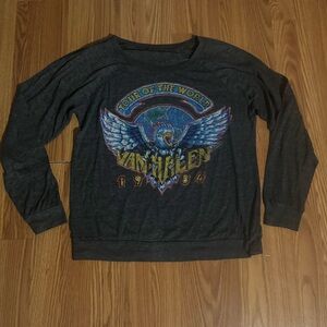 Van Halen Tour of the World Graphic Long Sleeve Pullover Size S/M Rock‎ Grunge